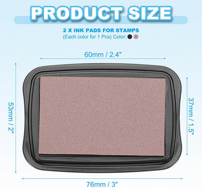 PATIKIL 3"x2" Large Stamp Pad, 2Pcs Washable Craft Ink Pad for Rubber Stamp Card Making Stamping Scrapbook Fingerprint Handprint, Brown/Black