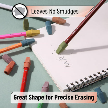 Mr. Pen- Pencil Top Erasers, 120 Pack, Folk Festival Colors, Latex-Free & No Smudge Pencil Eraser Tops
