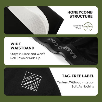 BAMBOO COOL Men's Ultra Breathable Underwear,No Riding Up Boxer Briefs with ComfortFlexible Waistband,Multipack