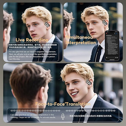 AI Translation Earbuds Real-Time 168 Languages Translator Earbuds, 3-in-1 Translation Device, 50H Playtime with OWS LCD Touch Screen, Bluetooth 5.4 Translate Headphones for Travel, Business, Learning