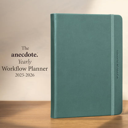 Anecdote 2026 Planner: 52 Week Daily Planner, Yearly, Monthly & Weekly Workflow for Planning Your Success – Vegan Leather Hardcover, Start Anytime & Achieve your Goals - Dutch Blue