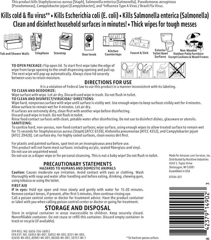 Amazon Basics Wipes, Lemon Scent, for Sanitizing, Cleaning & Deodorizing, 255 Count (3 Packs of 85)
