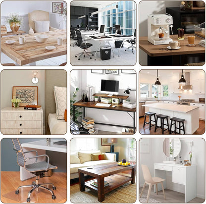 Clear Table Cover Protector 14 x 32 Inch, 2mm Thick Clear Desk Mat, Plastic Table Cover, Transparent Desk Cover, Desk Protector Mat for Desktop, Writing Desk