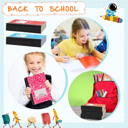 Fainne 100 Pack A5 Composition Notebooks Bulk College Ruled Composition Notebooks Marble Covers Notebook for Student Classroom Office Supplies 30 Sheet/60 Page(10 Color)