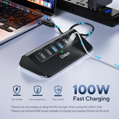 USB C Hub, INTPW 9-in-1 USB C to HDMI Adapter with 4K HDMI, PD 100W, USB-C and 2 USB A 3.0 5Gbps, 2 USB A 2.0, SD/TF Slots for MacBook Pro/Air, iPad Pro, iPhone 15/16 Series and Other Type C Devices