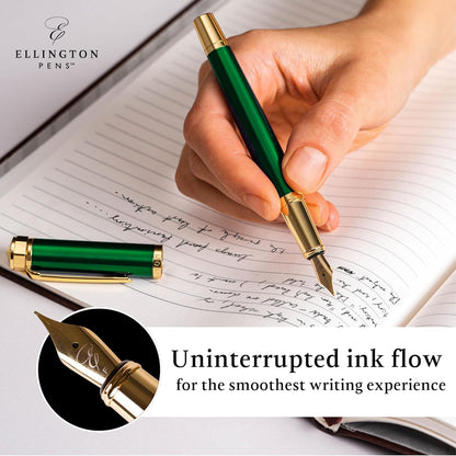 Luxury Fountain Pen Set- Fountain Pens for Writing - Smooth Extra Fine Nib - Includes Refillable Ink Converter, 3 Ink Cartridges [Black & Blue], Gift Box - Elegant Calligraphy