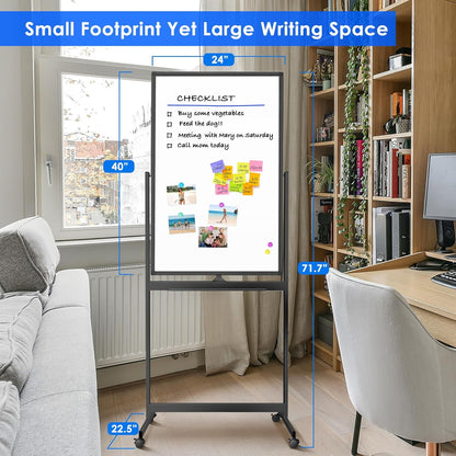 maxtek Magnetic Mobile White Board, 40 x 24 Double Sided Dry Erase Board Rolling Whiteboard, Aluminum Frame Standing Whiteboard on Wheels for Home Office Classroom (40 x 24 Black)