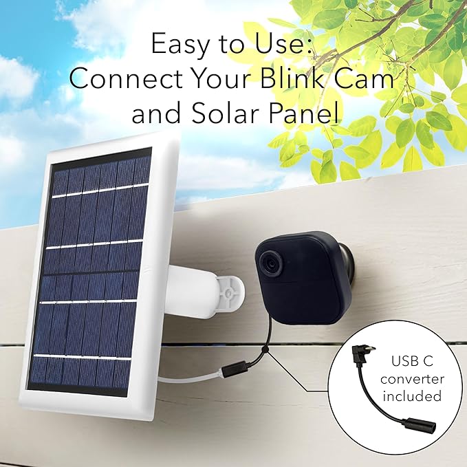 Wasserstein Solar Panel with Internal Battery - Compatible with Blink Outdoor 3/4 (White) (Camera NOT Included)