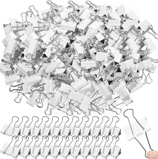 Jetec 100 Pack 1. 25in/32mm White Metal Binder Clips Bulk Medium Reusable Fold Back Binder Clips Paper Clamps Spring Steel Sturdy for Home Office School Supplies