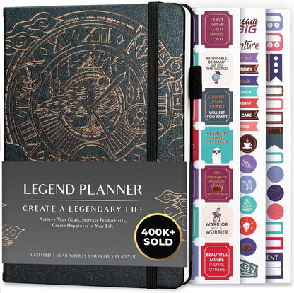 Legend Planner – Weekly & Monthly Life Planner to Hit Your Goals & Live Happier. Organizer Notebook & Productivity Journal. A5 (Mystic Gray)