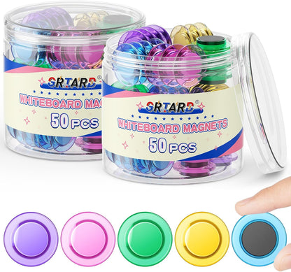 Grtard 100 Pcs Magnets for Whiteboard, Cute Fridge Magnets, Round Whiteboard Magnets Set, Dry Board Board Magnet, Strong Magnet for Fridge, Refrigerator, School, Office (Colorful, 3cm/1.18 inch)