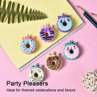 Donut Erasers for Kids Bulk, 24 Pieces 3D Cute Fun Monster Erasers for Party Favors Classroom Prizes