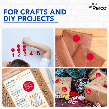 Perco Red 2-Inch Perforated Circle Dot Sticker Labels — 10 Rolls, 5,000 Round Stickers — with Permanent Adhesive for Organizing, Color Coding, Bin Labeling, Packaging Alerts—Made in USA