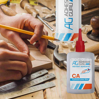 Adhesive Guru CA Glue with Activator - Woodworking Cyanoacrylate Glue (0.9 oz - 3.38 fl oz)
