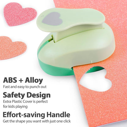 UCEC 2 Inch Heart Punch, Heart Paper Punch Shapes, Large Decorative Craft Hearts Hole Puncher for Kids Paper Crafts, Card Making, Scrapbooking, Hearts Shaped Hole Punch