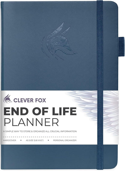 Clever Fox End of Life Planner – Final Arrangements Organizer for Beneficiary, Will Preparation, Last Wishes & Funeral Planning, A5 (Midnight Blue)