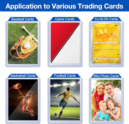 77 Card Sleeves Top Loaders for Cards, Sooez Premium 3" x 4" Baseball Card Protectors, Hard Plastic Trading Card Sleeve, Cards Holder for Baseball, Football Sports (27 Toploaders + 50 Penny Sleeves)