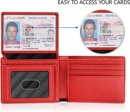 RUNBOX Wallet for Men Slim Rfid Leather 2 ID Window With Gift Box