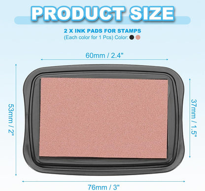 PATIKIL 3"x2" Large Stamp Pad, 2Pcs Washable Craft Ink Pad for Rubber Stamp Card Making Stamping Scrapbook Fingerprint Handprint, Rose Red/Black