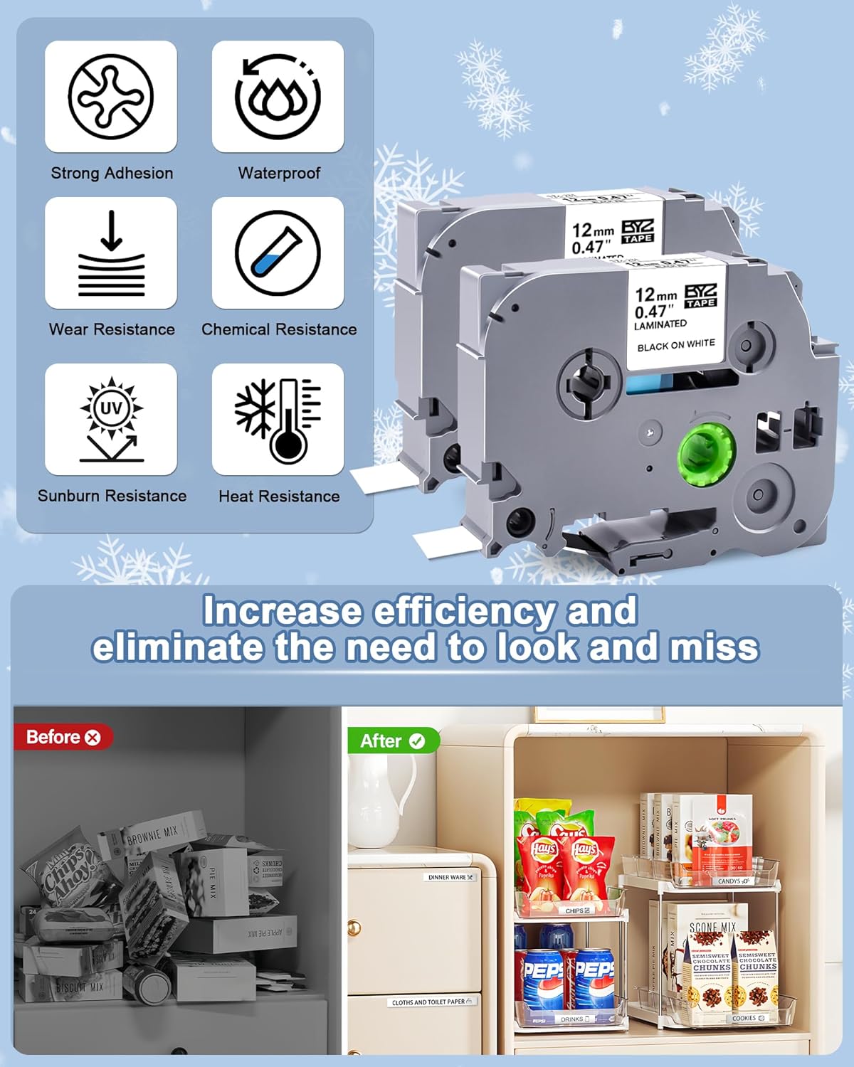 TITBIT 15Pack Compatible with Brother P Touch Refill Tape Cartridges Fit for Label Maker PT-D210 PT-H110 P Touch Cub,12mm 0.47 Laminated White TZ Tape TZe-231 TZE231,Black on White,for PTD410 PTD600