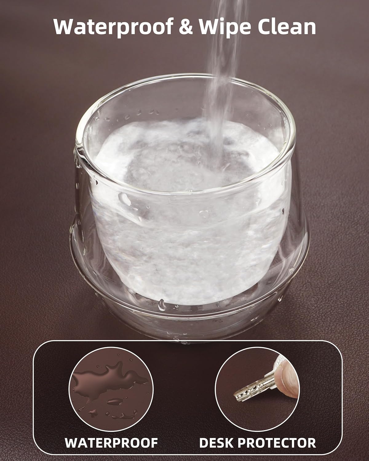 Leather Desk Pad Protector,Office Desk Mat,Large Mouse Pad, Non-Slip PU Leather Desk Blotter,Desk Pad,Waterproof Desk Writing Pad for Office and Home (Chocolate,35.4" x 17")