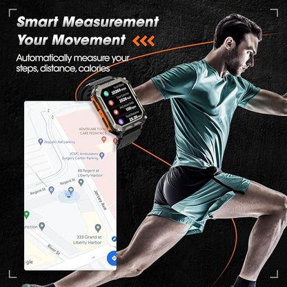 Military Smart Watch for Men with Blood Pressure (Answer/Make Call), Rugged Tactical Smartwatch for Android and iPhone, 10 ATM Waterproof Outdoor Sports Fitness Tracker with Heart Rate, Sleep Monitor