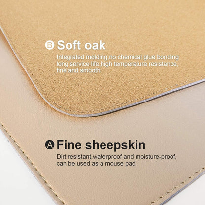 DAWNTREES Dual Sided Desk Mat,Khaki Leather Desk Pad,47.2''x23.6'',Cork Desk Mat Protector,120x60cm Extra Large Mouse Pad,with PU Leather Valet Tray Organizer,Desk Writing Pad for Office and Home