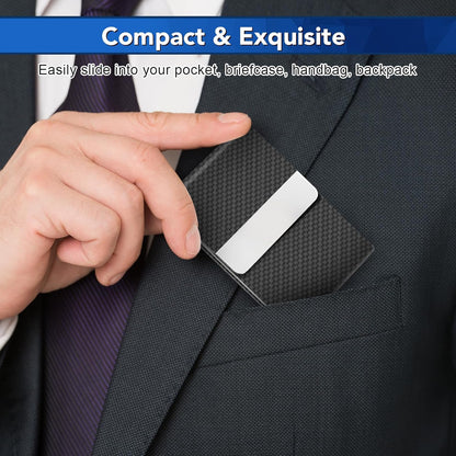Business Card Holder with Ultra Slim Design, Business Card Case with Premium PU Leather, Suit Pocket Metal Card Holder for Women/Men, Magnetic Closure Quick Access Cards, Small and Easy to Carry