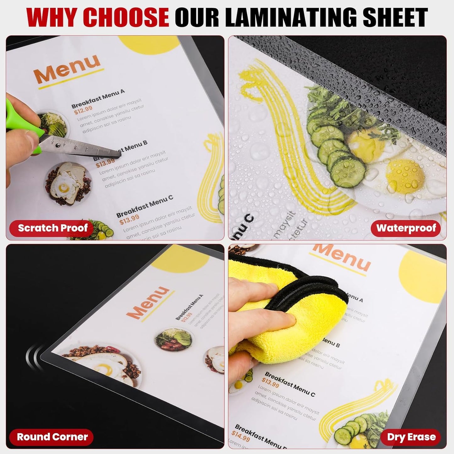 CAREGY Thermal Laminating Pouches,350 Pack Laminating Sheets, 5 Mil, 9 x 11.5 Inches Lamination Sheet Paper for Laminator, Round Corner Letter Size, Office and School Supplies