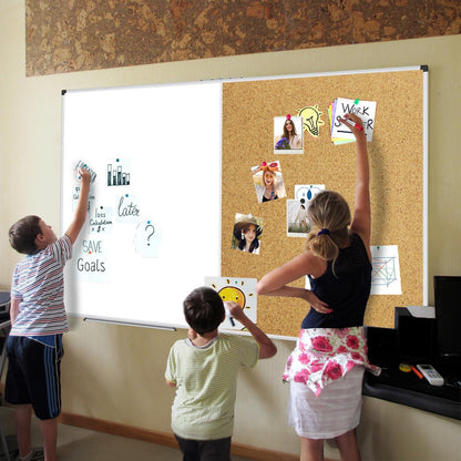 XBoard Extra Large Magnetic White Board and Bulletin Corkboard Combination, 72 x 48 Inch Foldable Dry Erase & Cork Combo Board for Wall with Aluminum Frame, 6' x 4' Notice Memo Board Pin Vision Board