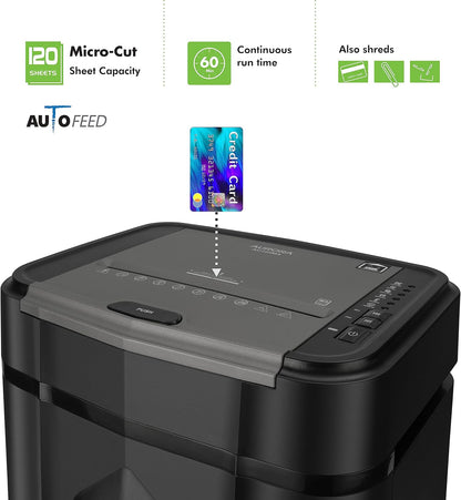 Aurora Professional Grade AU125MA 120-Sheet Auto Feed & SL16 Professional Grade Synthetic Shredder Oil, 16 Oz Flip-Top Leak Proof Bottle, Synthetic Shredder Oil 16 oz. Bottle