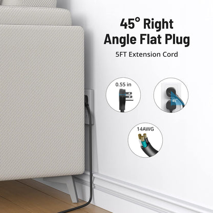 TROND Power Strip Surge Protector, 7 Widely-Spaced Outlets, 2 USB-A & 1 USB-C, ETL Listed, Flat Plug 5ft Extension Cord, Wall Mountable, 1700J, 14AWG Heavy Duty, for Home Office Garage, Black