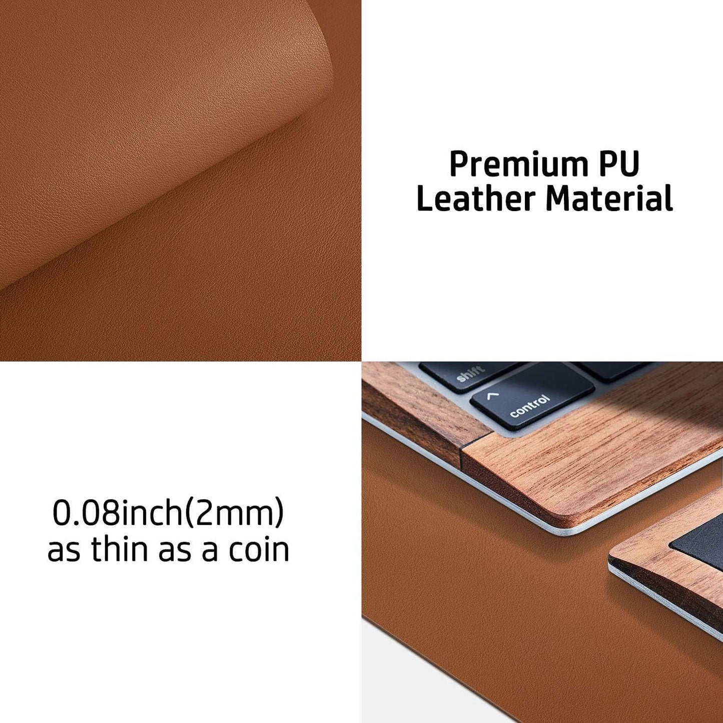 Aothia Leather Desk Pad Protector, Mouse Pad, Office Desk Mat, Non-Slip PU Leather Desk Blotter, Laptop Desk Pad, Waterproof Desk Writing Pad for Office and Home (Brown,36" x 17")