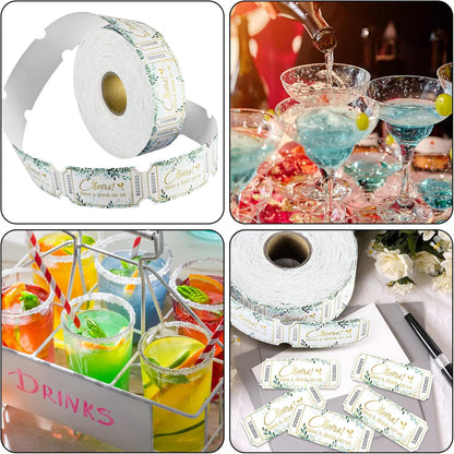 TaoBary 2 Rolls 1000 Pcs Free Drink Ticket Roll Raffle Party Tickets for Events Wedding and Parties(Greenery)