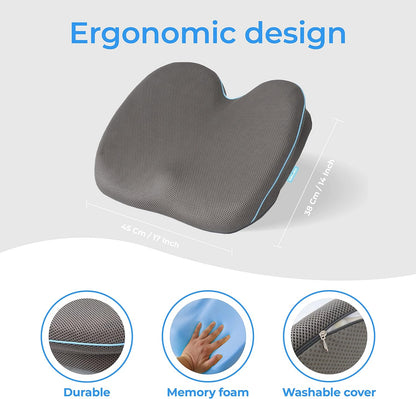 Klaudena | Office Chair Cushion for Tailbone Pain & Pressure Relief | Seat Cushion for Long Sitting Hours | Coccyx Lower Back Support | Memory Foam Cushions for Hip & Sciatica | Ergonomic Butt Pillow