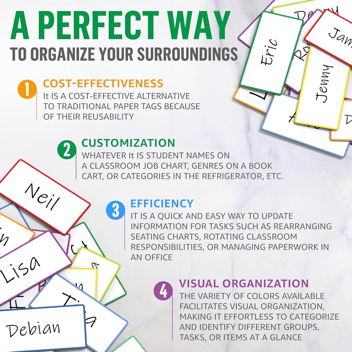 100 Pack Dry Erase Magnetic Labels 2x4 in - Magnetic Name Tags for Classroom Lockers School Bus - Classroom Magnets for Names - Magnet Labels for Whiteboard - Magnet Names Plates for Classrooms