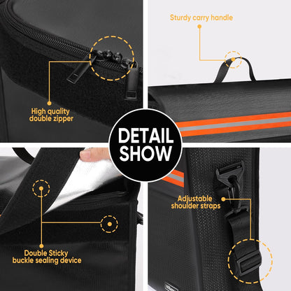 Fireproof Document Box with Zipper 5200℉ Insulated,14.9"x11.8"x4.7" Fireproof Bag with Shoulder Strap,Fire Proof File Box for Documents,Fireproof Money Bag for Cash,Valuables(Black)