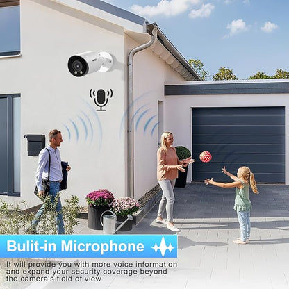 5MP PoE IP Camera, Bullet Security Surveillance Camera Outdoor IP67, Fixed Lens Wide 2.8mm with Wide Angle 110°, Built-in Mic, Human & Vehicle Detection, Night Vision 100ft, INB5GR49E