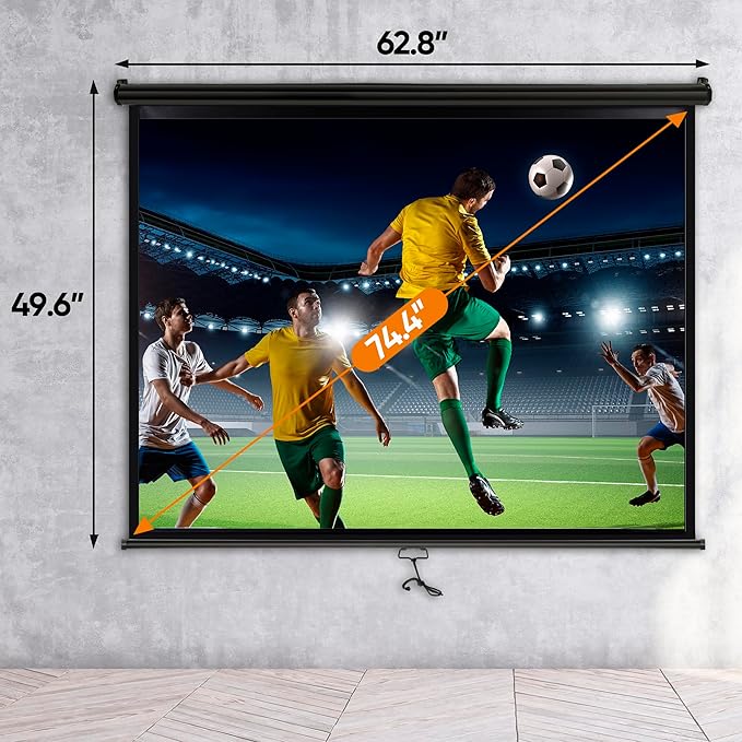 SUPER DEAL 72'' 4:3 HD Projection Screen Foldable Anti-Crease Portable Projector Movie Screen Manual Pull Down for Home Theater Presentation Education Outdoor Indoor Public Display, Black