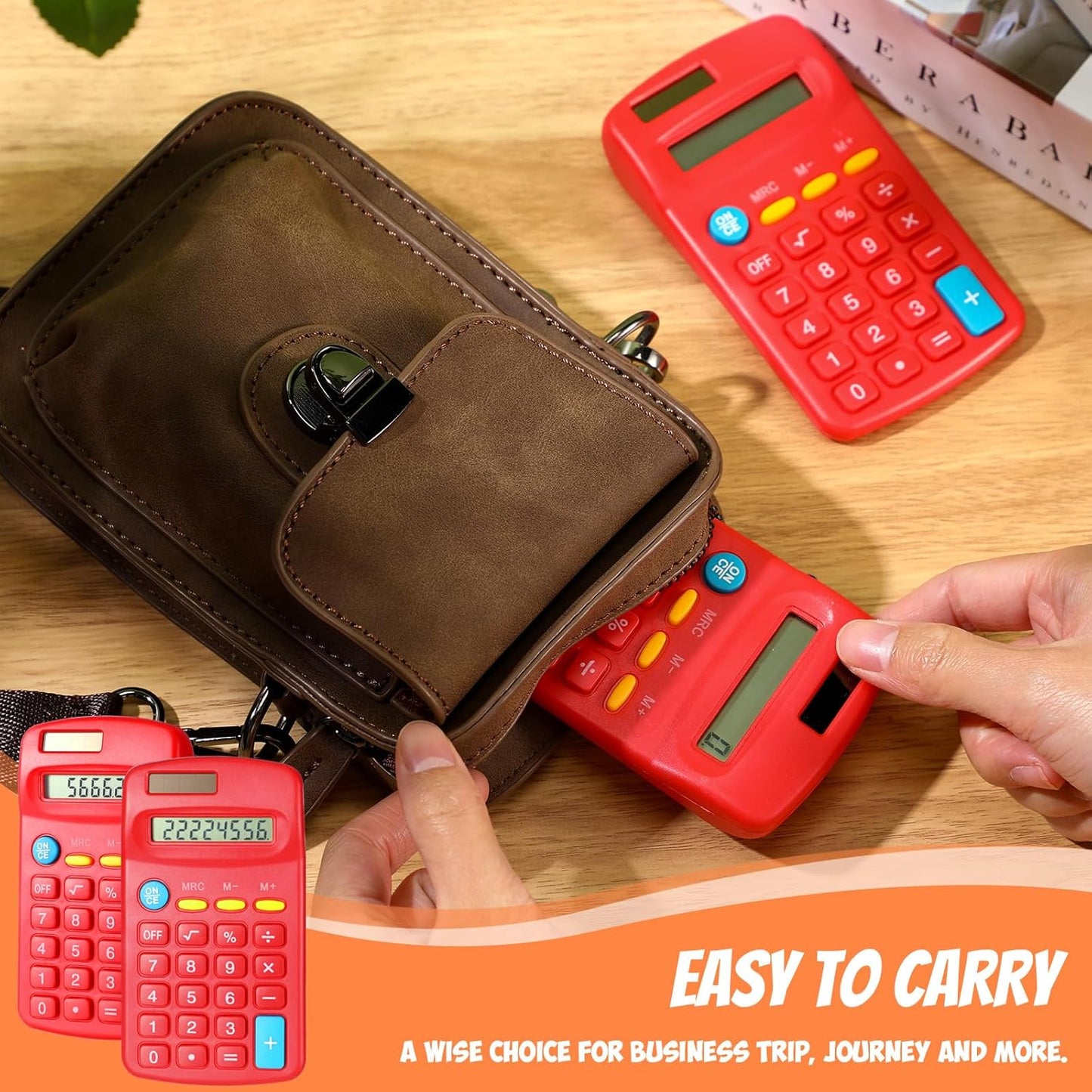 24 Pieces Basic Calculators for Students Small Pocket Size 8 Digit Display Mini Calculators Dual Powered Handheld for School Desktop Home(Red)