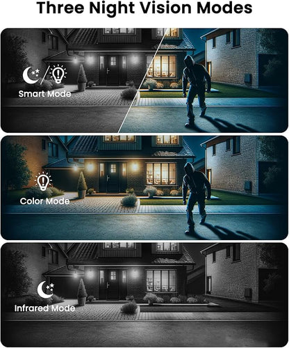 ANRAN 2K Solar Security Camera Outdoor Wireless, WiFi Camera Battery-Powered with 360° PTZ for Home Security, 3MP Color Night Vision, PIR Motion Detection, Two-Way Audio, Compatible with Alexa