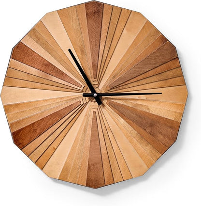 Parametric Verso Wood Wall Clock, 3D Birch Plywood Layered Acoustic Wooden Decorative Clock (Small)