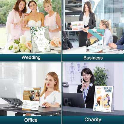 14 Pack Acrylic Sign Holder 8.5x11 Inches, Clear Tabletop Plastic Paper Display Stand, L-Shape Vertical Menu Holder Stand, Photo Picture Frame Flyer Display Stand for Restaurants, Store,Office Desktop