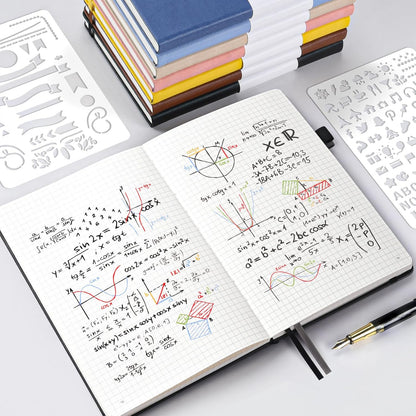 Graph Paper Notebook 3 Pack, A5 Grid Notebook Journal, Graph Notebook with 120gsm Paper, Hardcover Leather Journal for Writing, Grid Paper Notebook for Work, School Supplies, Engineering,5.75" x 8.38"