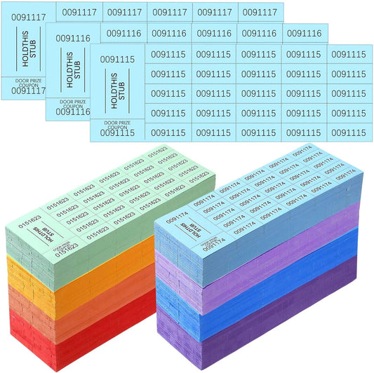 Kosiz 2000 Sheets Raffle Ticket 25 Bid Chinese Auction Tickets Tricky Tray Basket Raffle Sheets for Back to School Class Rewards Carnival Door Prizes Events(Multicolor)