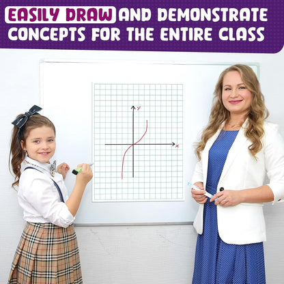 KIKIGOAL 21.5"x17" Magnetic Draw and Write Paper,Dry Erase Handwriting Lined Paper for Classroom Whiteboard, Writing Chart Page Teacher Must Have Homeschool Teaching Supplies (Graph)