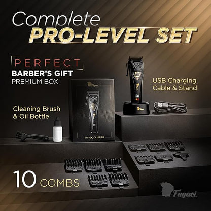 Fagaci Professional Hair Clippers for Men with DLC Blades and High Torque, Vector Motor 12000 RPM Professional Barber Clippers Cordless, Mens Hair Clipper Cordless Set