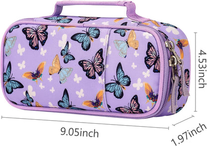 Choco Mocha Butterfly Pencil Case for Girls, Soft Pencil Case Kids Pencils Pouch for Kindergarten Girls, Purple