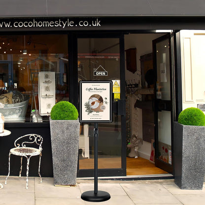 6Packs Pedestal Sign Holder 11x17in Standing Signs Display Stand Adjustable Pedestal Floor Stand Sign Holder, Aluminum Poster Stand for Ads, Posters, Menu, Guide (Black)