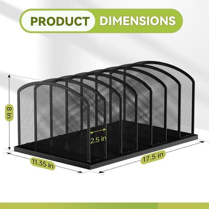 Desk File Organizer 7 Sections Upright Mesh File Sorter Organizer for Desk, Office Organization File Holder for Home, Office & Classroom (Black, 2Pack)